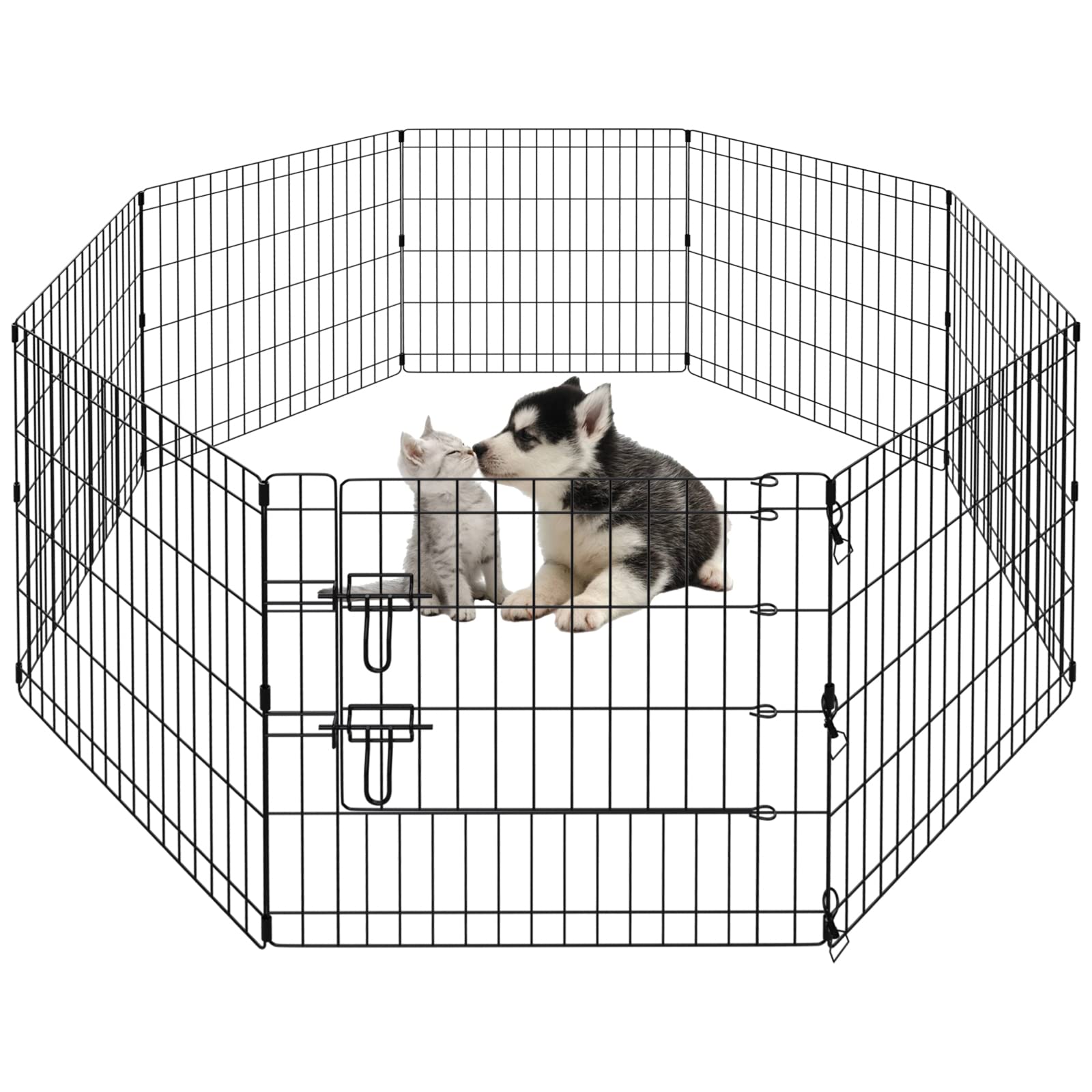Peekaboo dog pen folded for compact storage and quick setup.