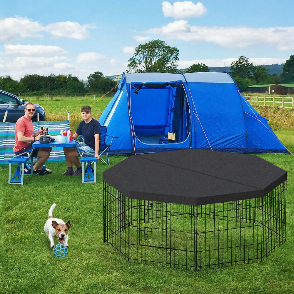 Peekaboo dog pen folded storage makes travel simple.
