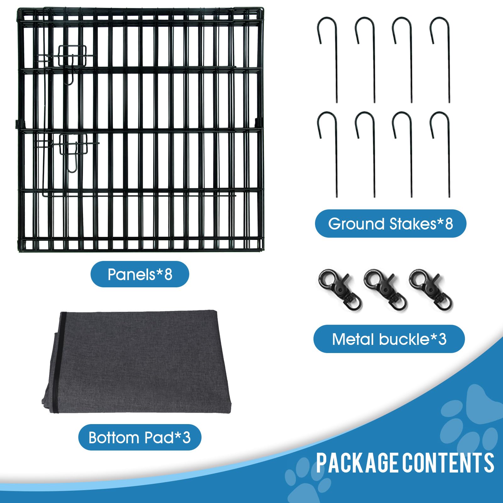 Peekaboo dog pen ground stakes keep enclosure steady on any surface.