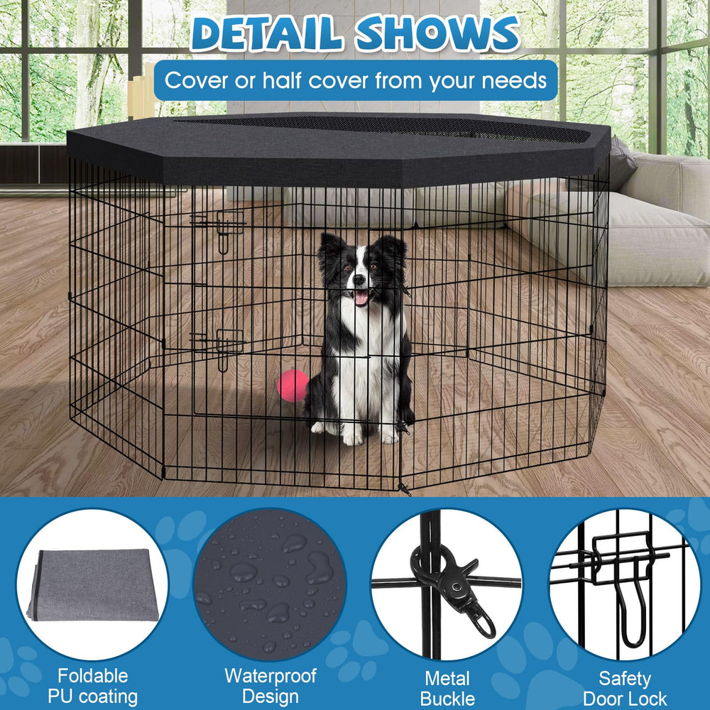 Peekaboo ground stakes keep the pen stable outdoors
