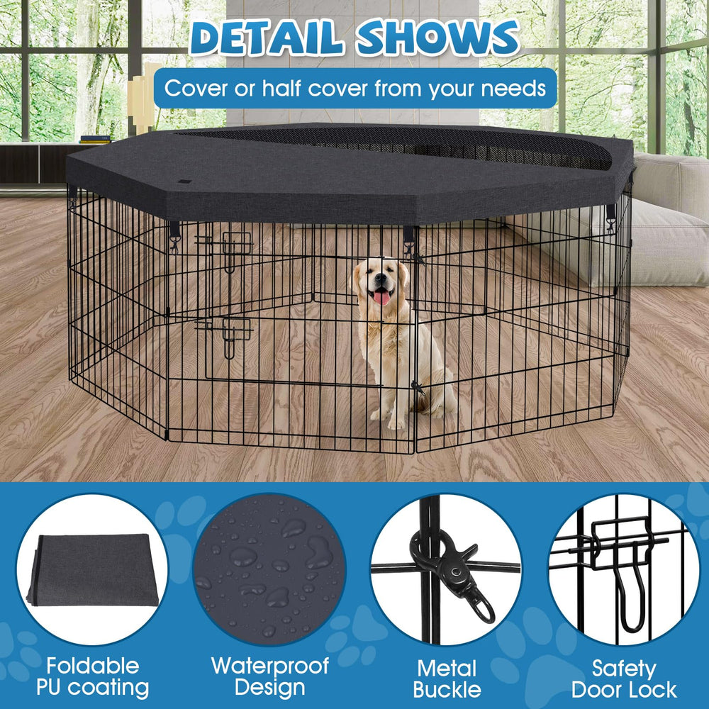 Peekaboo dog pen rust-proof design stands up to weather outdoors.