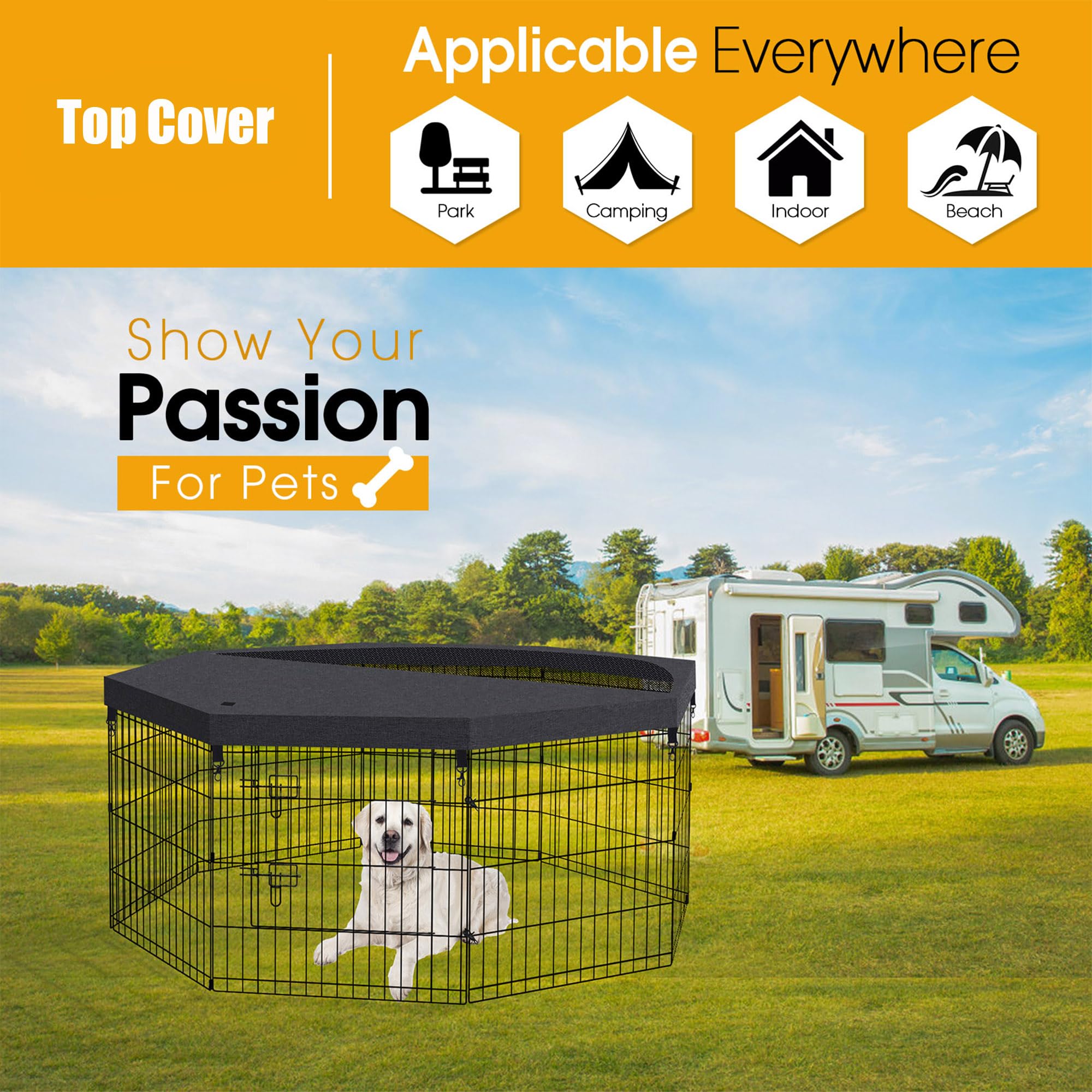 Peekaboo dog pen top cover easy installation for quick setup.