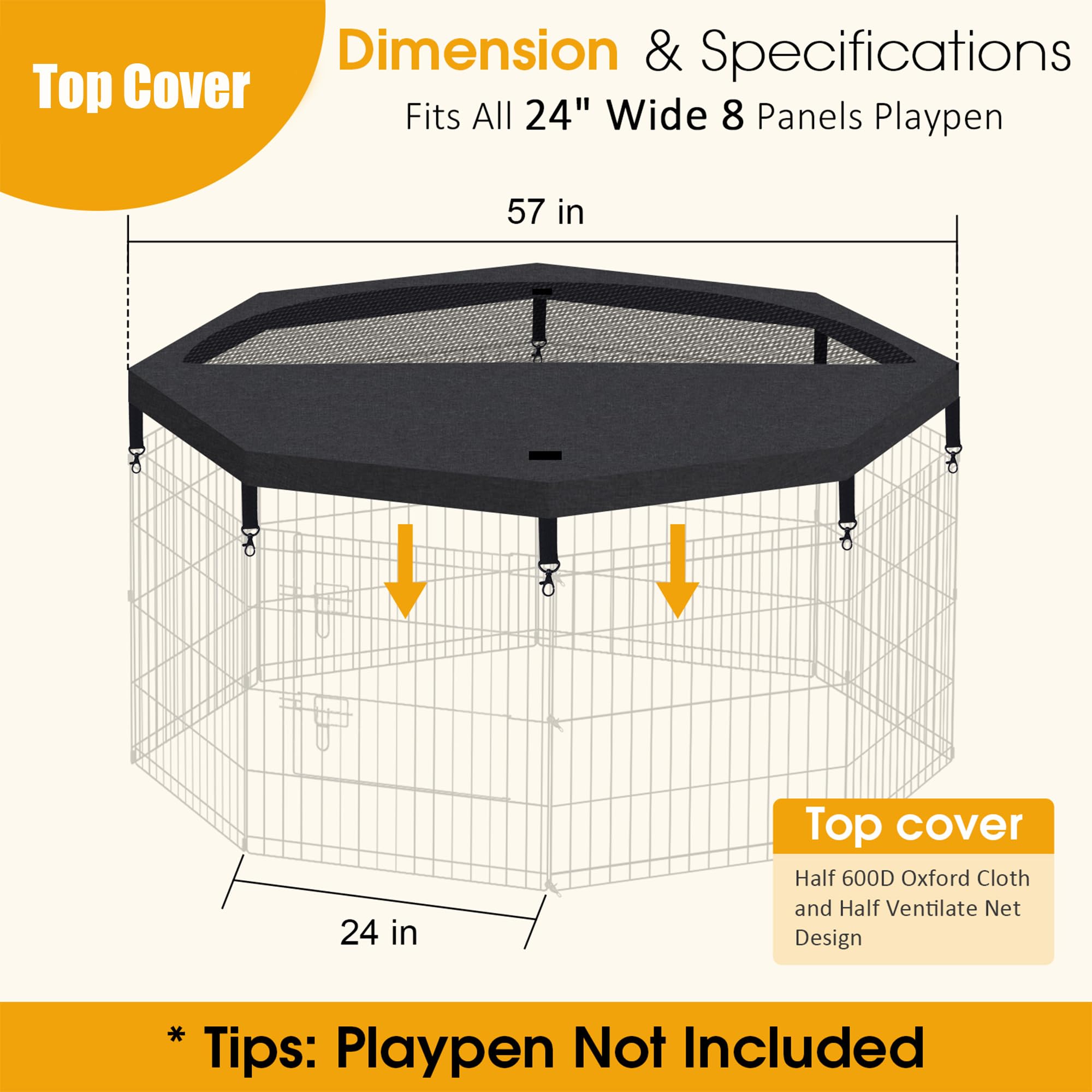 Peekaboo dog pen top cover waterproof and durable for outdoor use.