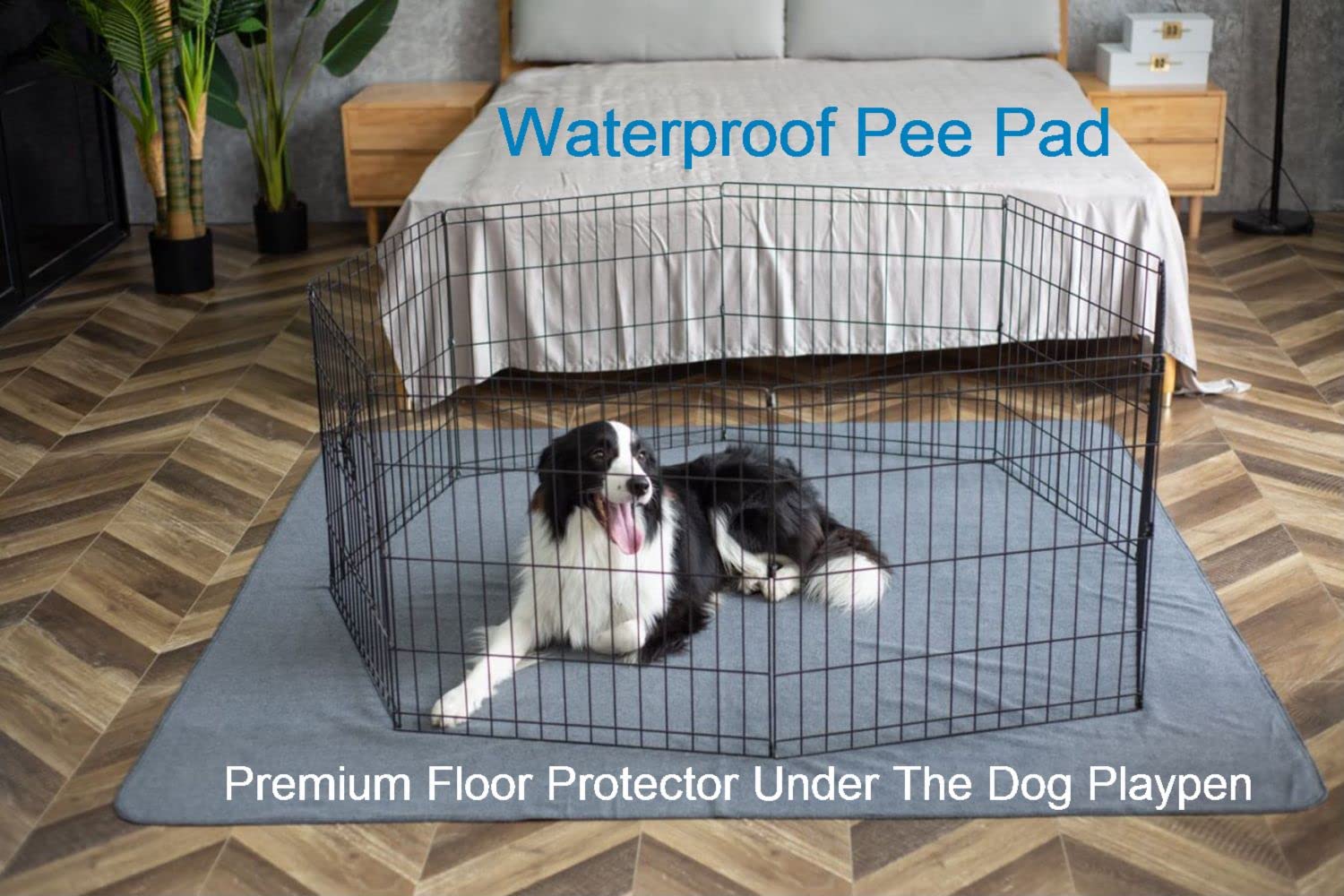 Peepeego non-slip dog pad in whelping box or playpen demonstrates versatility and containment