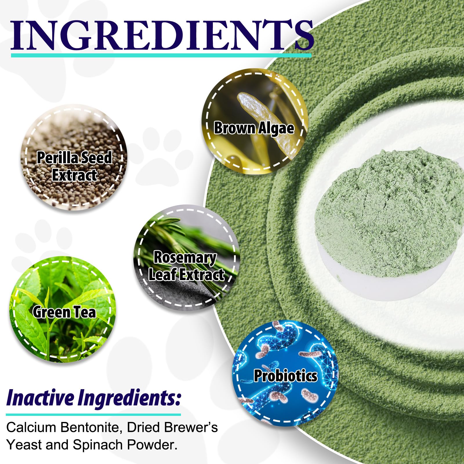 Peesnb dog breath freshener powder pour for fresher breath.