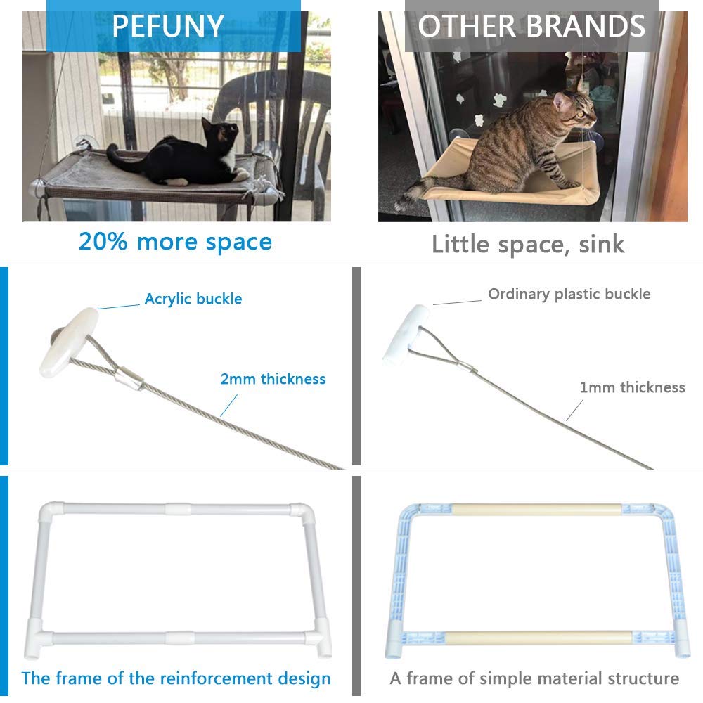 PEFUNY Cat Window Hammock is easy to clean and maintain indoors.