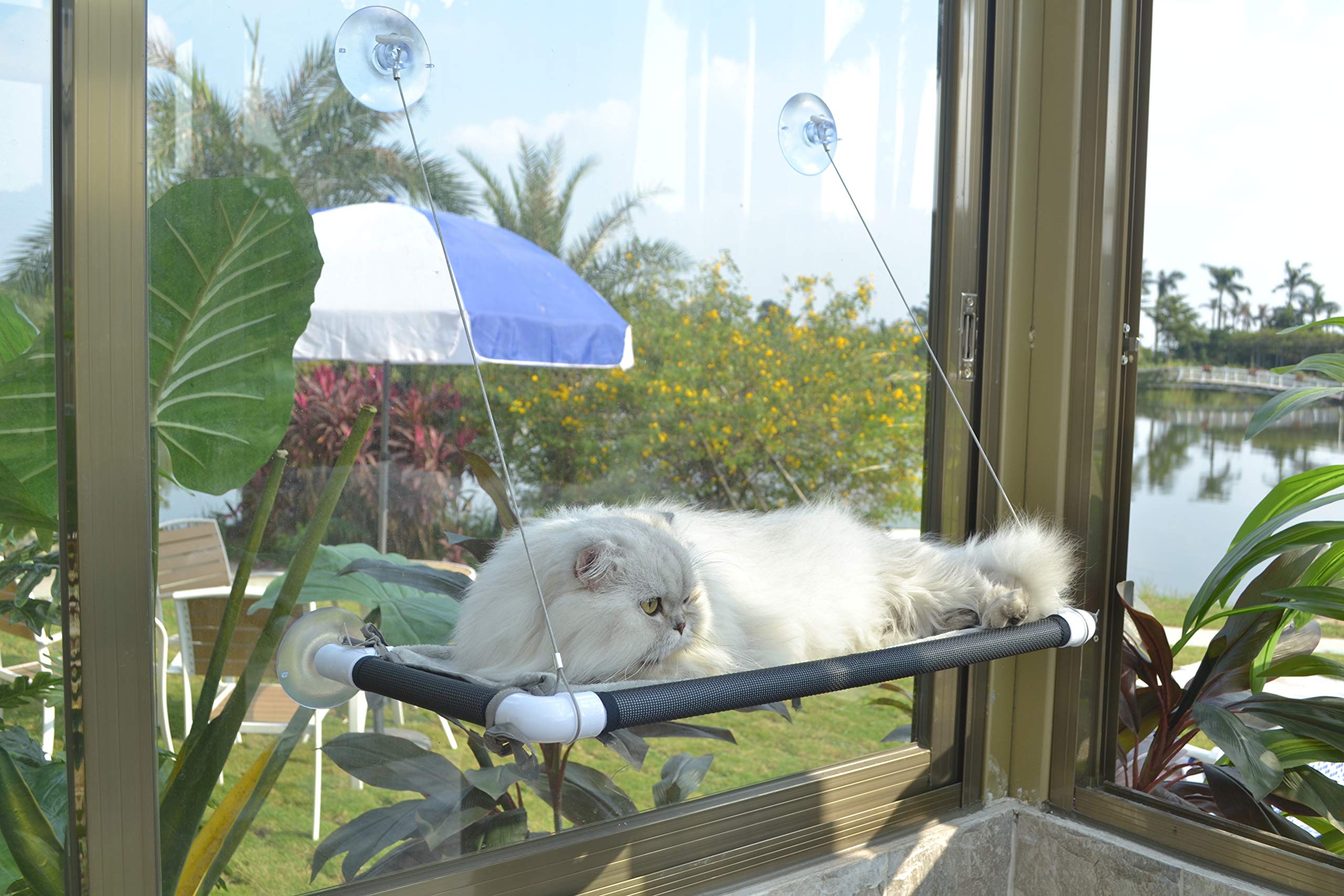 PEFUNY cat window hammock with strong suction for secure sunbathing indoors