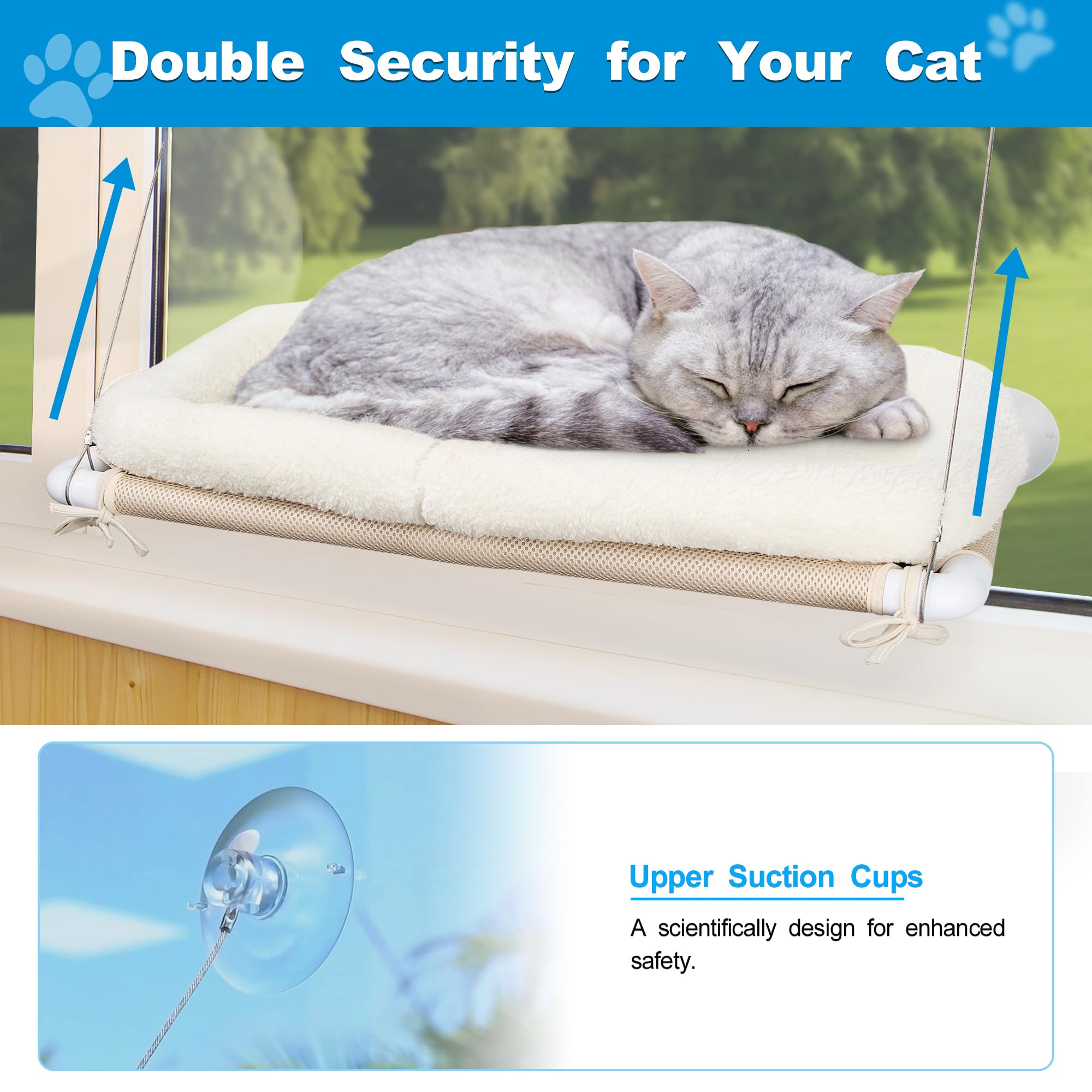 PEFUNY Fluffy Cat Window Bed easy installation showing quick setup