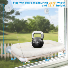 PEFUNY Fluffy Cat Window Bed suction cups provide secure mounting for safe sunbathing