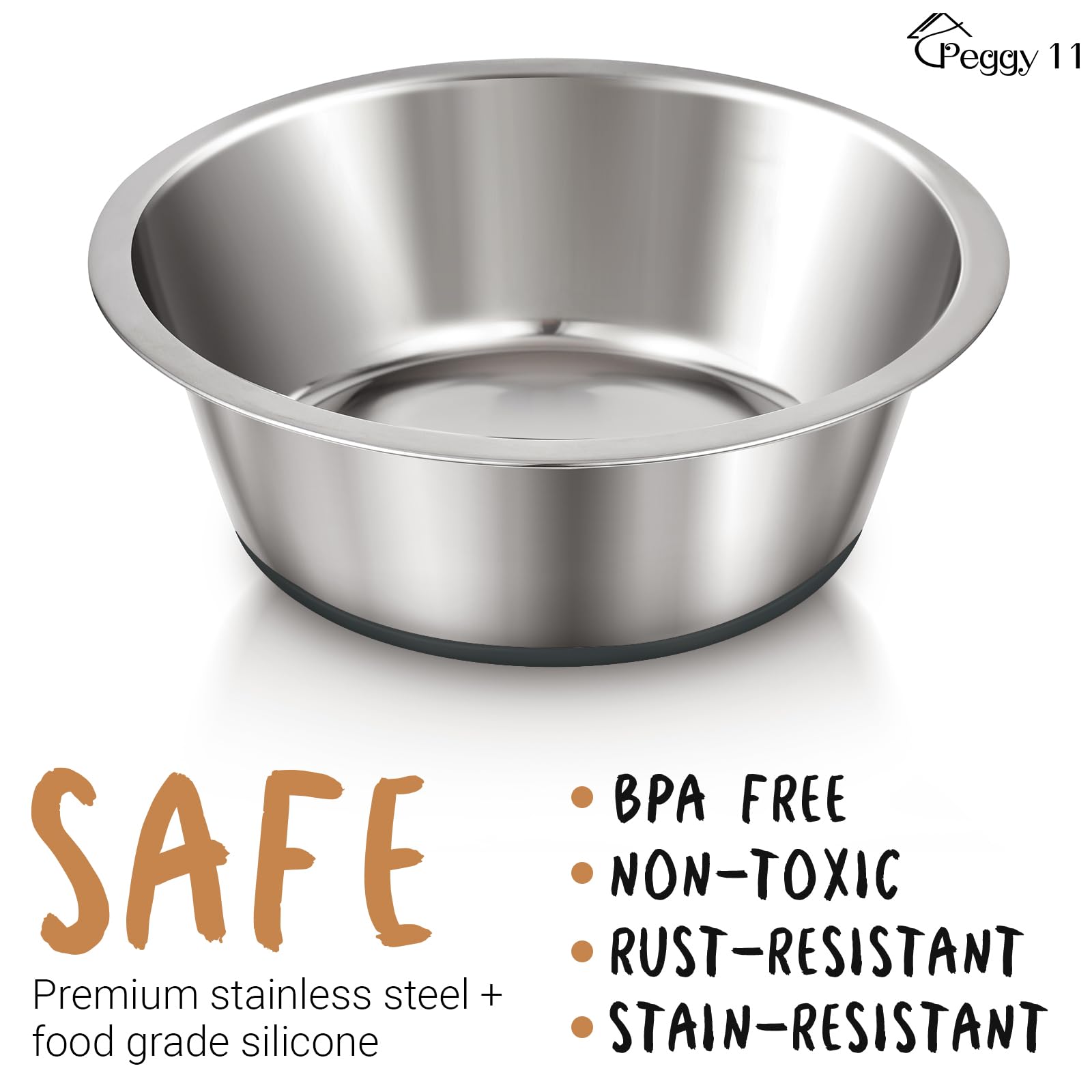 PEGGY11 anti-slip silicone base keeps bowls steady on any floor
