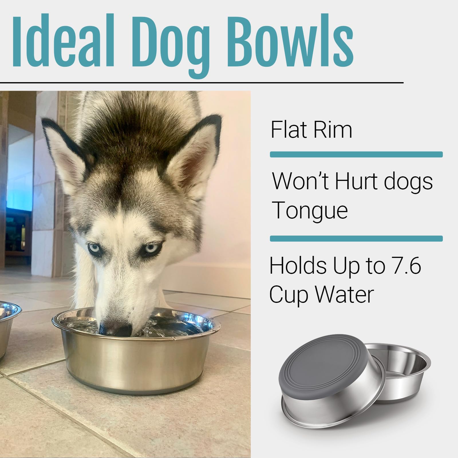PEGGY11 dishwasher-safe stainless steel bowls on counter emphasizing durability.