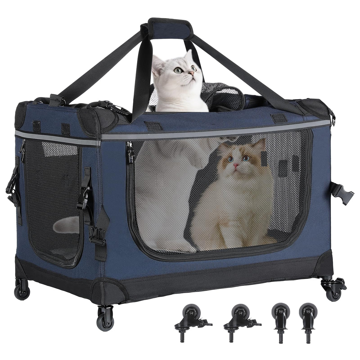 PEGIC 24-inch foldable carrier assembled for easy travel and pet comfort.