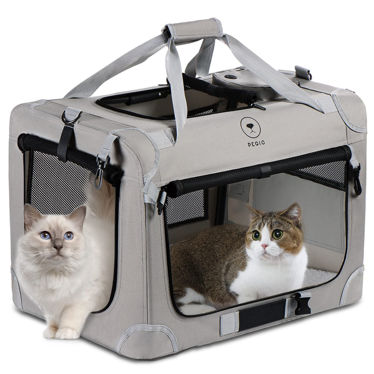 PEGIC Extra Large Cat Carrier in setup mode for quick travel