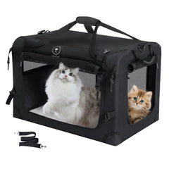 PEGIC extra large cat carrier top view shows sturdy frame for secure car travel.
