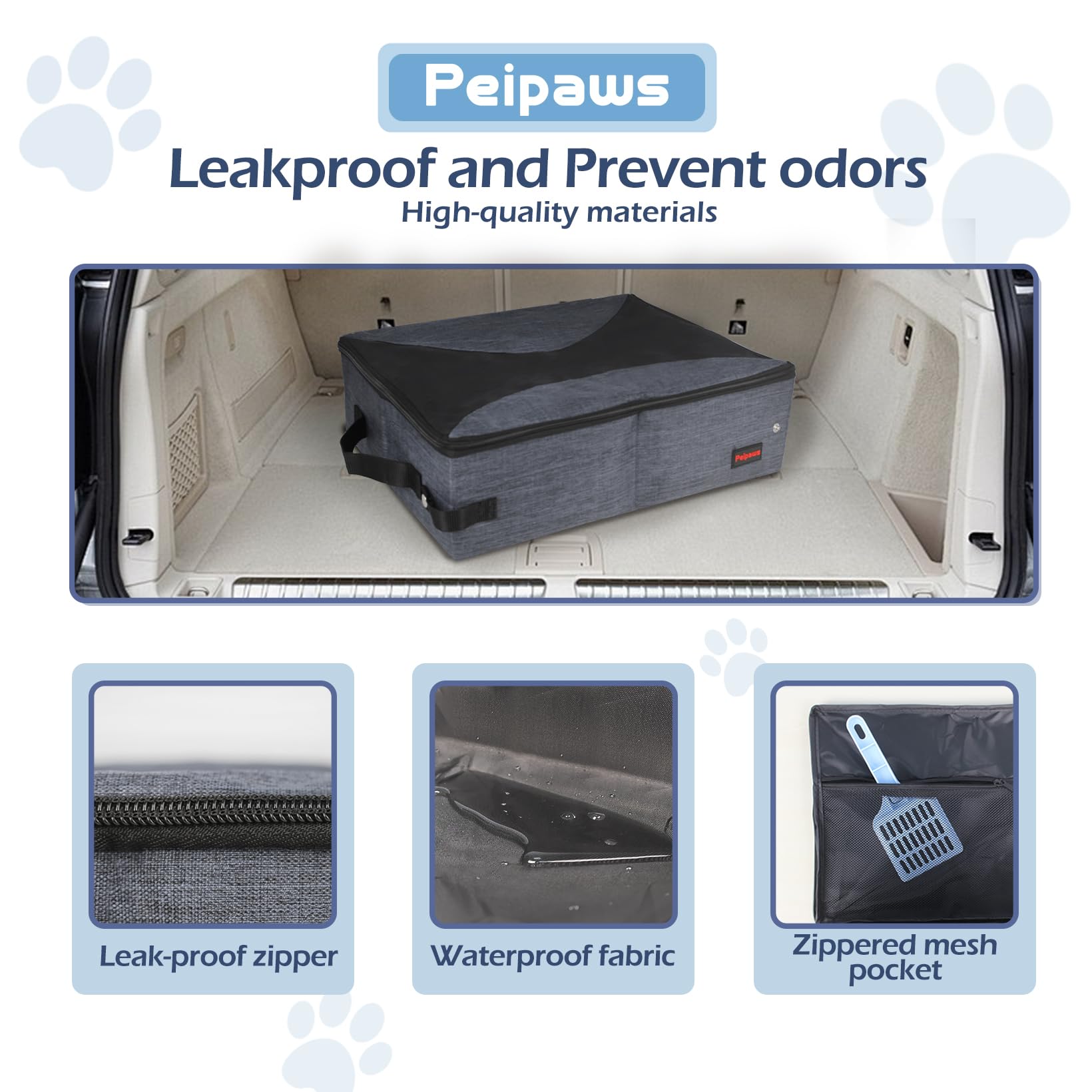 Ultra-lightweight Peipaws litter box folds compactly for backpacking.