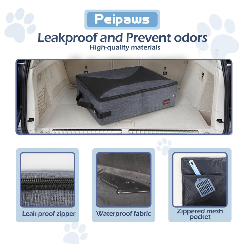 Ultra-lightweight Peipaws litter box folds compactly for backpacking.