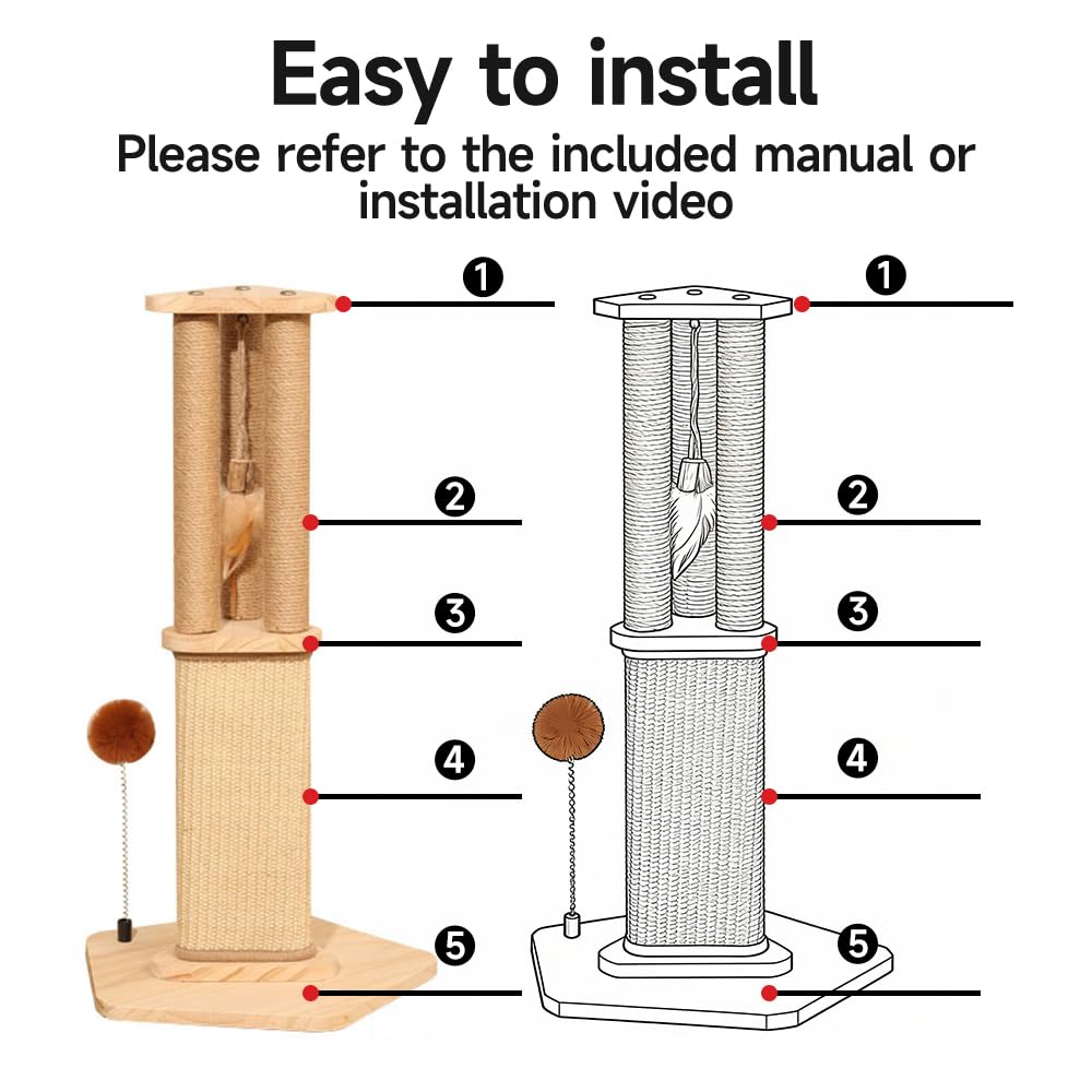 Five anti-slip feet on PEITA PET post prevent tipping on smooth floors