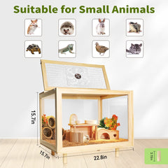 PEJOYT large hamster cage 360-degree view with transparent panels enhances observation.
