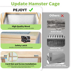 PEJOYT large hamster cage waterproof bottom protects wood from spills and accidents.