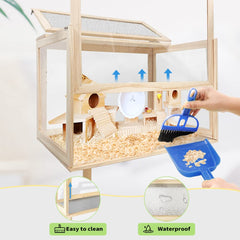 PEJOYT large hamster cage side view shows versatile living space for small pets.