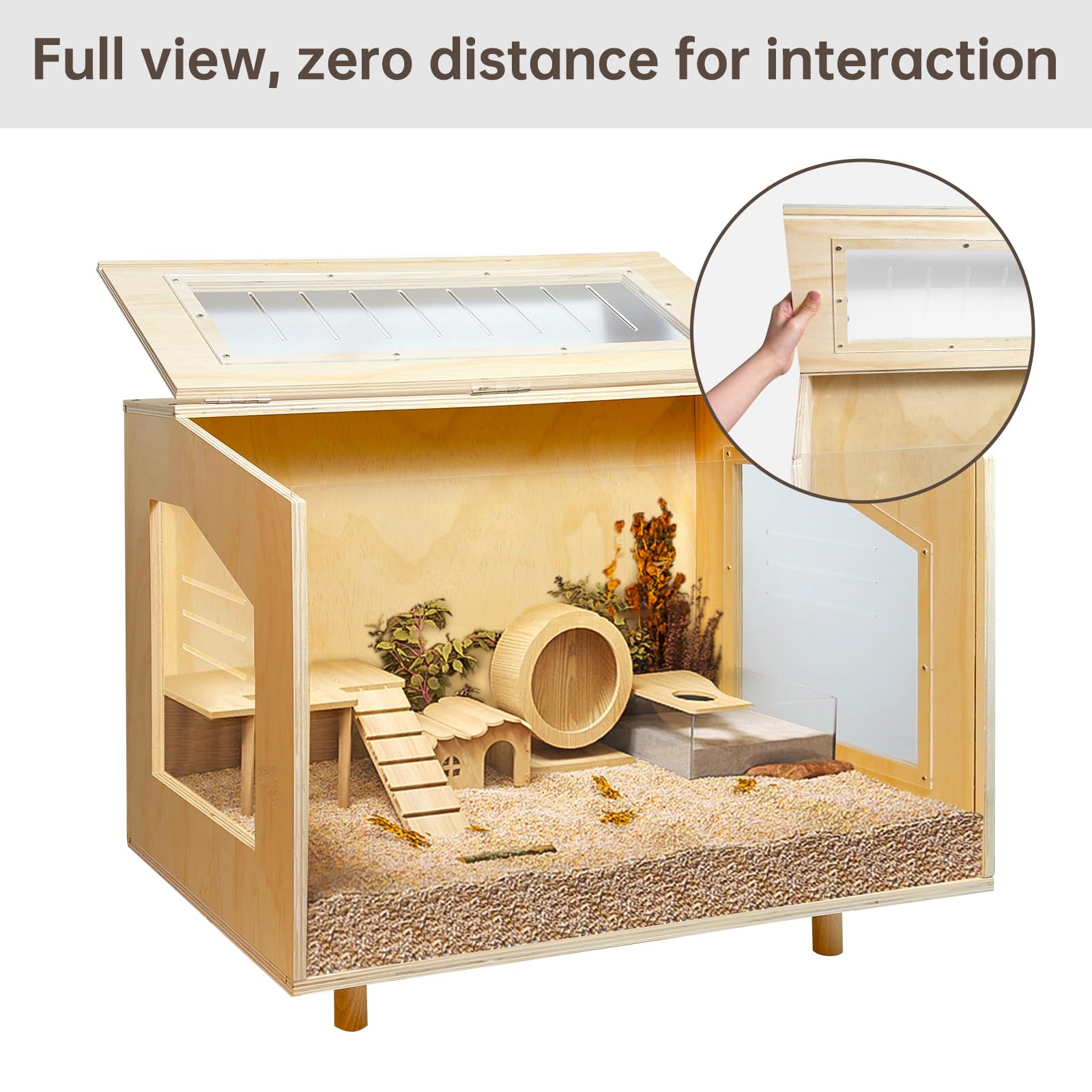 PEJOYT wooden hamster cage easy-assembly design saves setup time.
