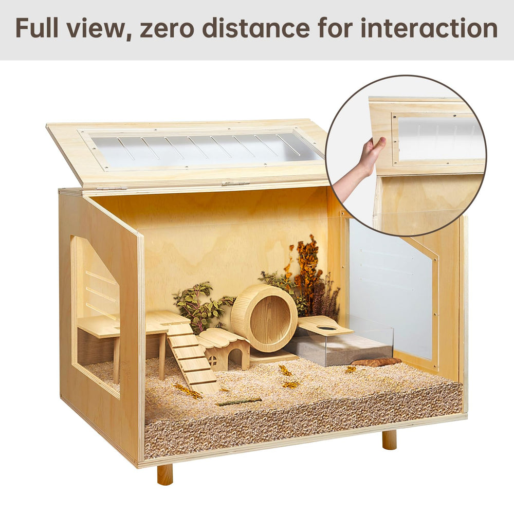 PEJOYT wooden hamster cage easy-assembly design saves setup time.