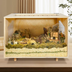 PEJOYT wooden hamster cage front view with sturdy frame and clear acrylic panels.