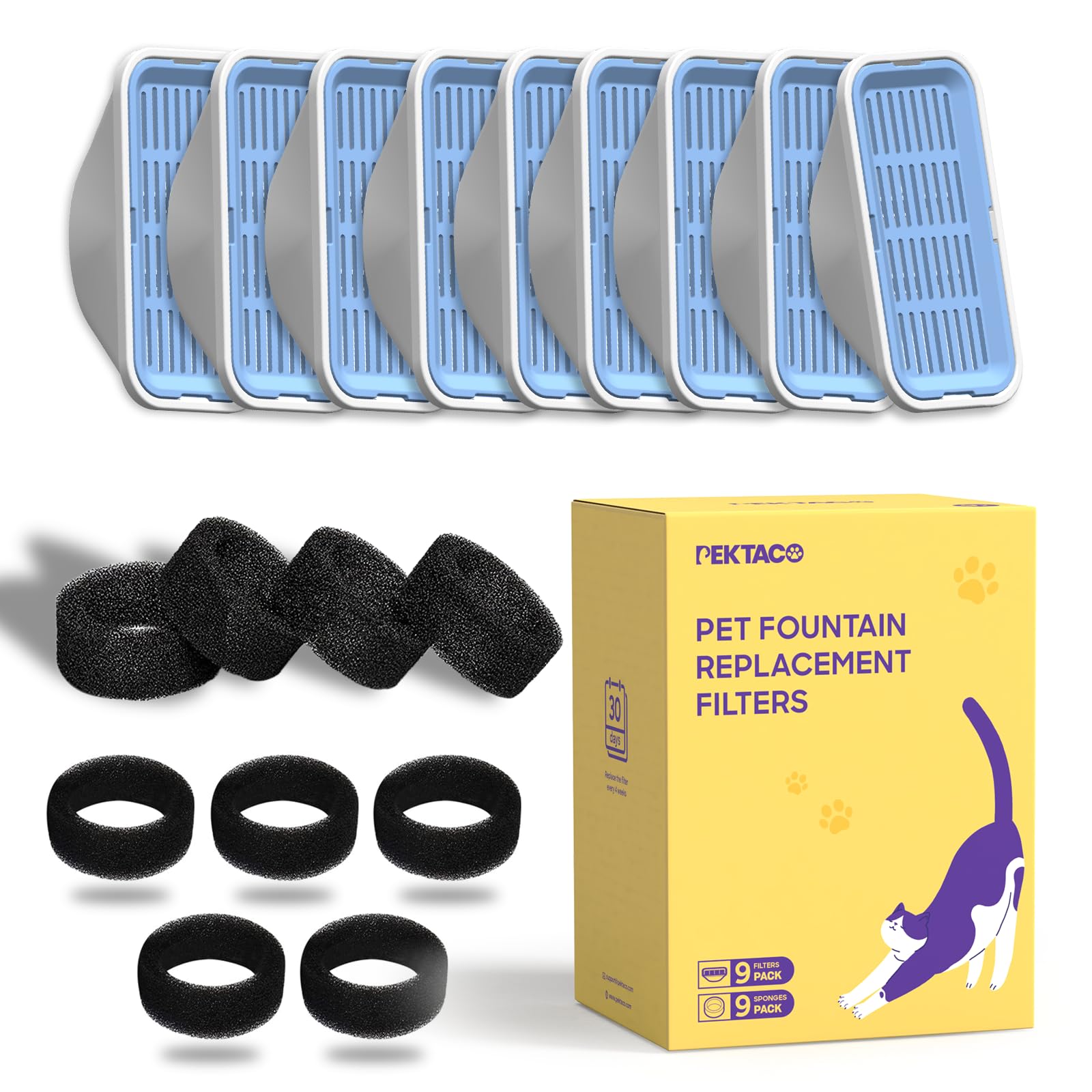 PEKTACO 9-pack replacement filters provide steady filtration for busy households