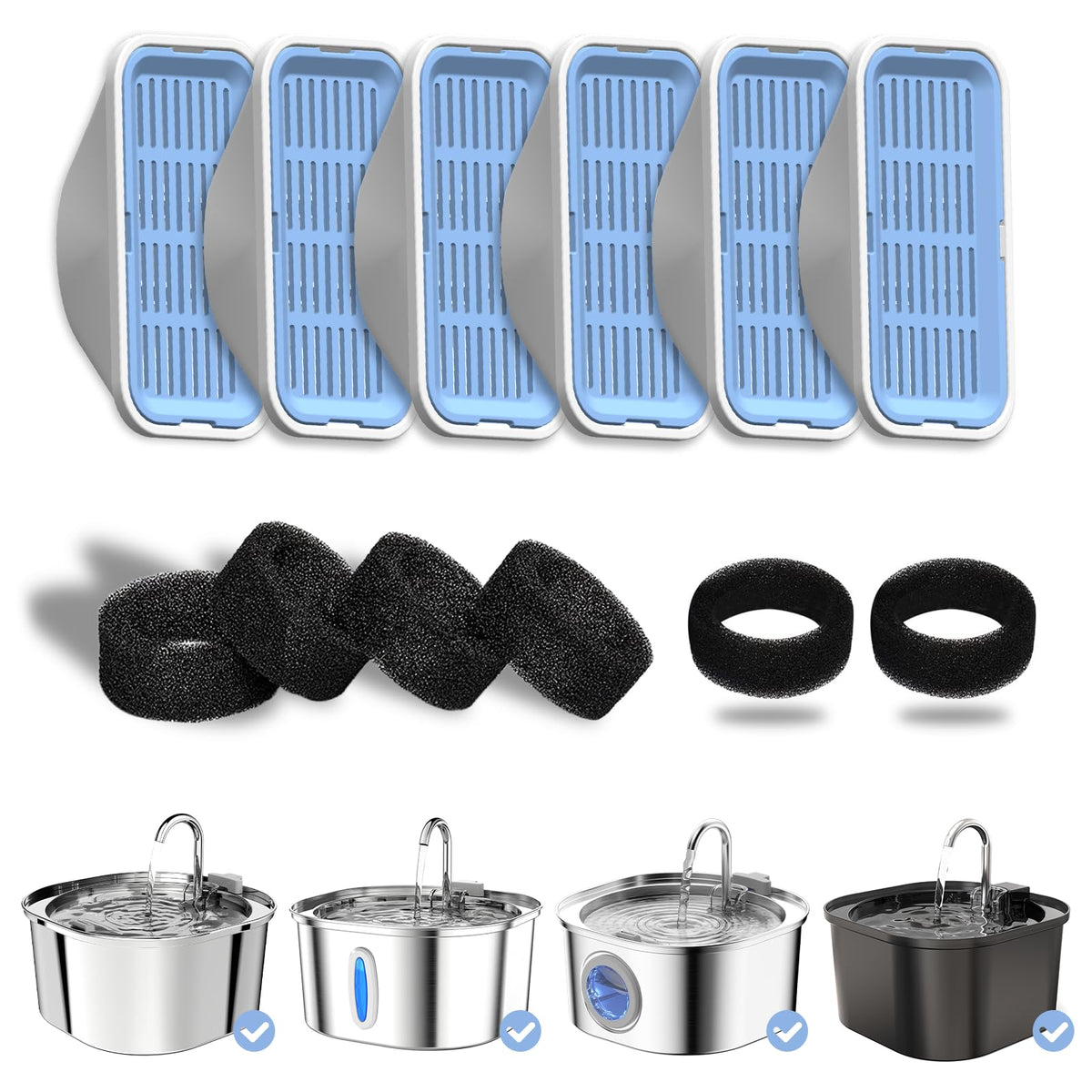 PEKTACO cat fountain filter pack for clean drinking water.