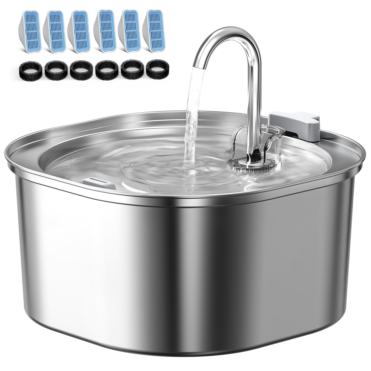 PEKTACO Cat Water Fountain 3.2L reservoir suited for multiple pets.