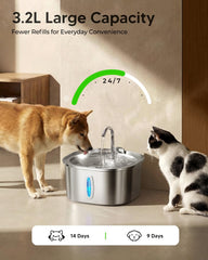 Pektaco cat fountain water level window helps monitor remaining supply