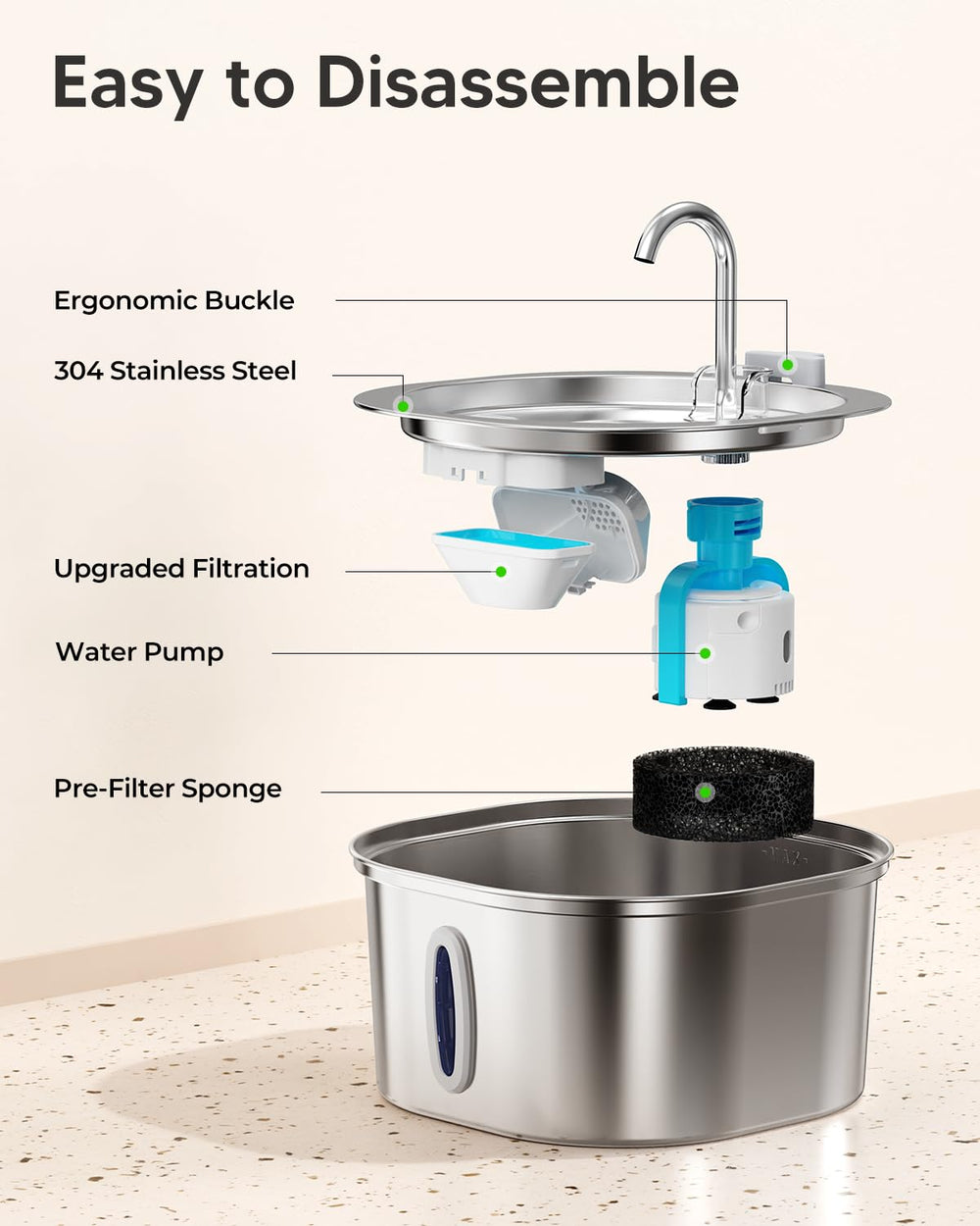 PEKTACO dishwasher-safe design simplifies cleaning after daily use