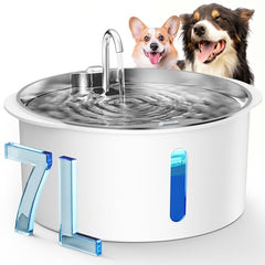 PEKTACO dog water fountain with viewing window and LED for easy monitoring.