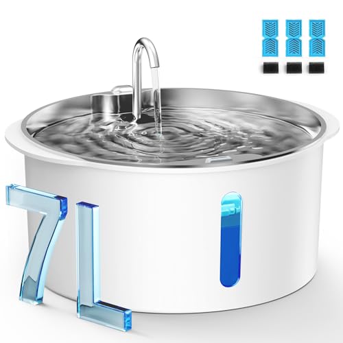 PEKTACO dog water fountain tank view shows water level status