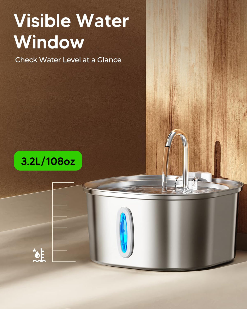 Pektaco fountain pump operates quietly for bedrooms and night use