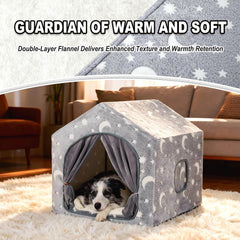 Pelemee night-luminous stars dog tent; soft glow for calming bedtime ambience.