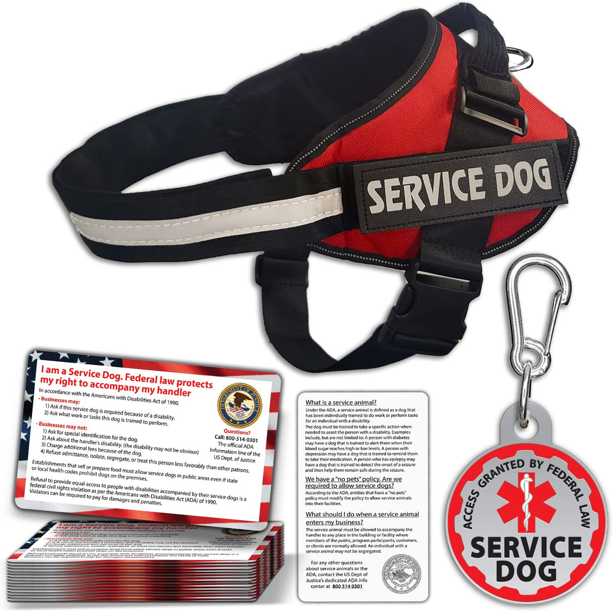 Pelto service dog harness XS-XXL with adjustable fit and night visibility.