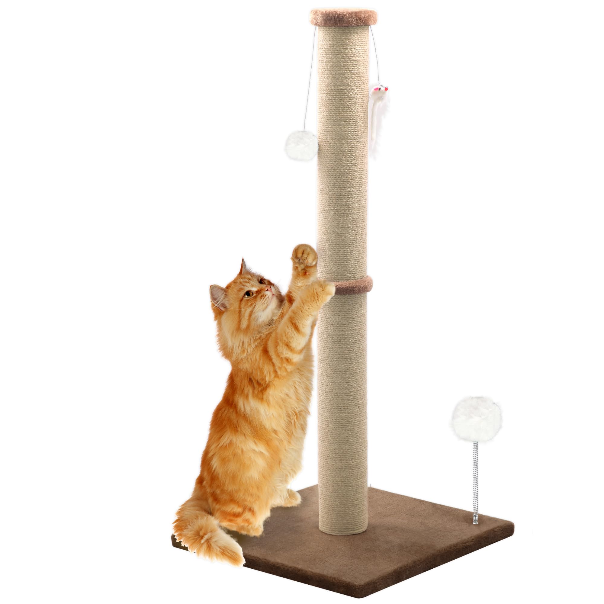 PEL UOMOZ 36-inch tall cat scratching post for full-body stretching