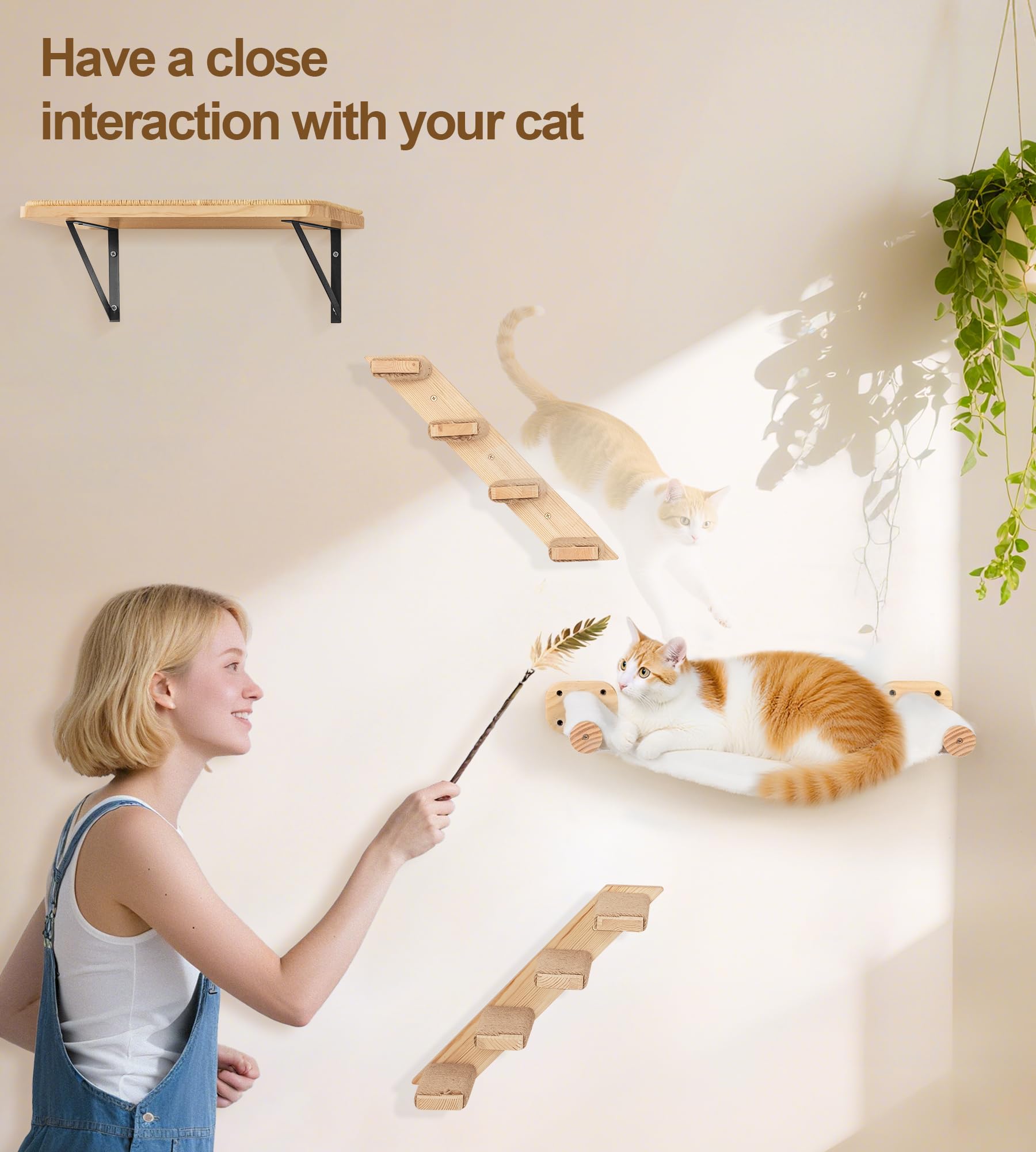 peluomoz cat wall hammock wall-mount bolts ensure stability