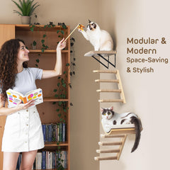 PELUMOZ cat wall perch shelves installation shows secure mounting potential