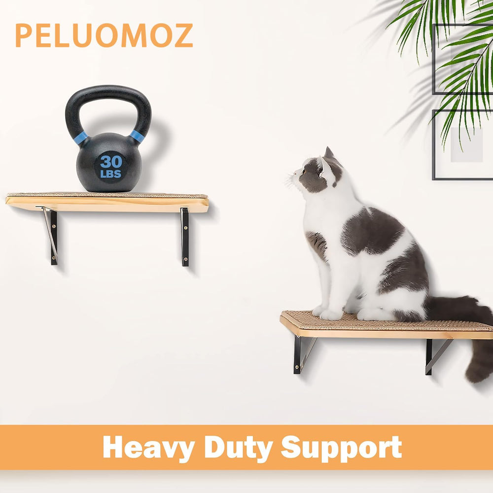 PELUMOZ wall-mounted shelves with hardware for quick installation.