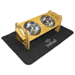 Peluzz elevated dog bowls stand in bamboo for ergonomic feeding