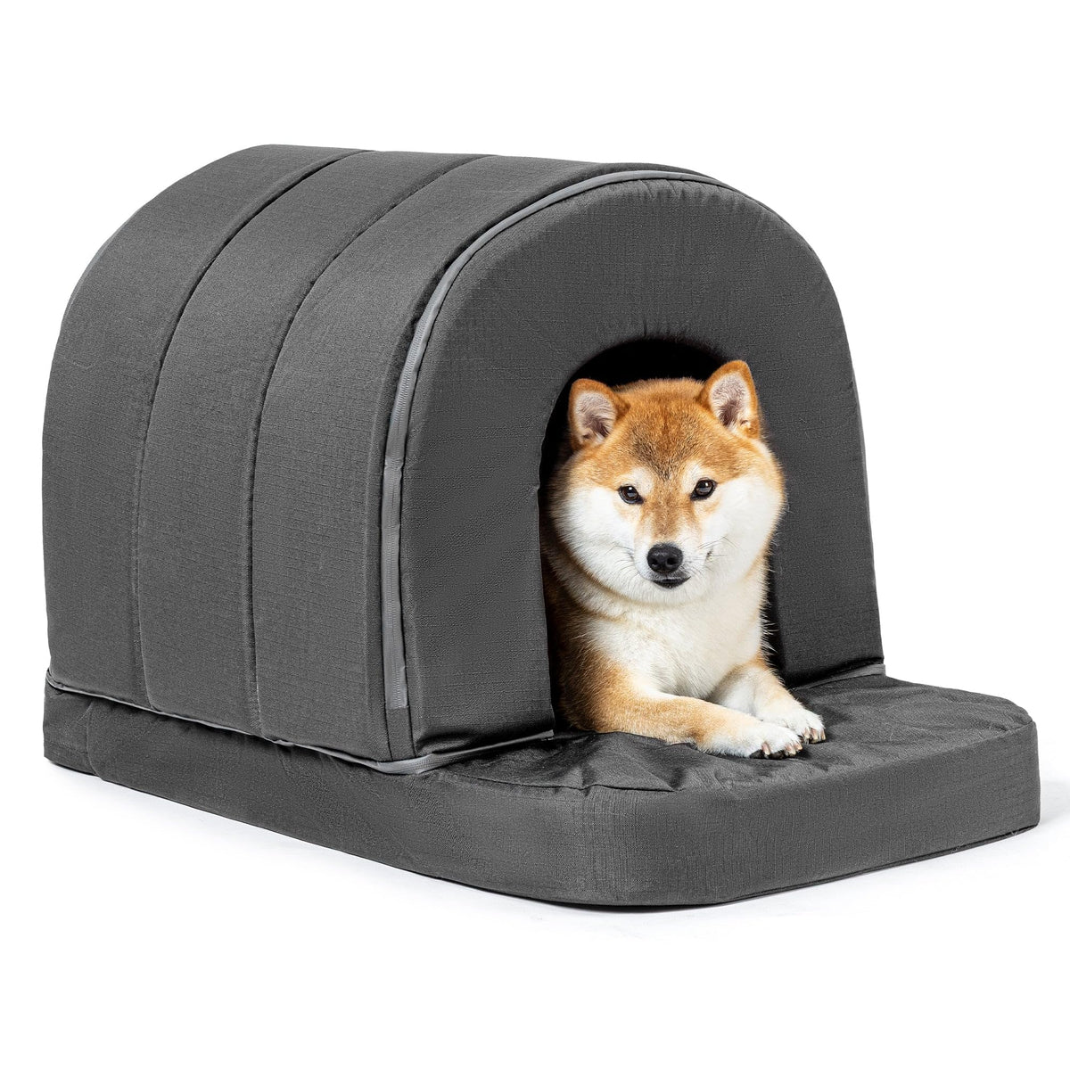 PELZIN orthopedic dog bed outdoors with joint-friendly support.