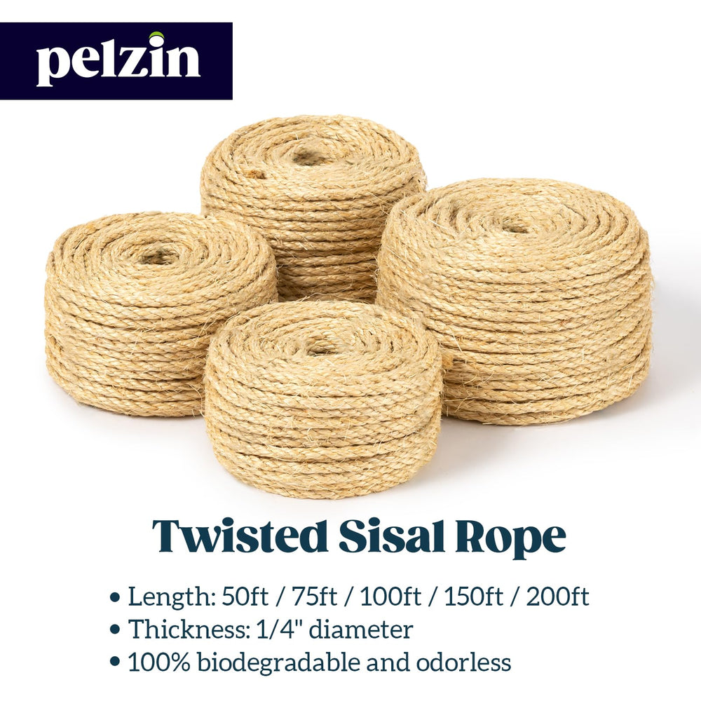 Pelzin sisal rope on cat tree repair, enhances play and claws