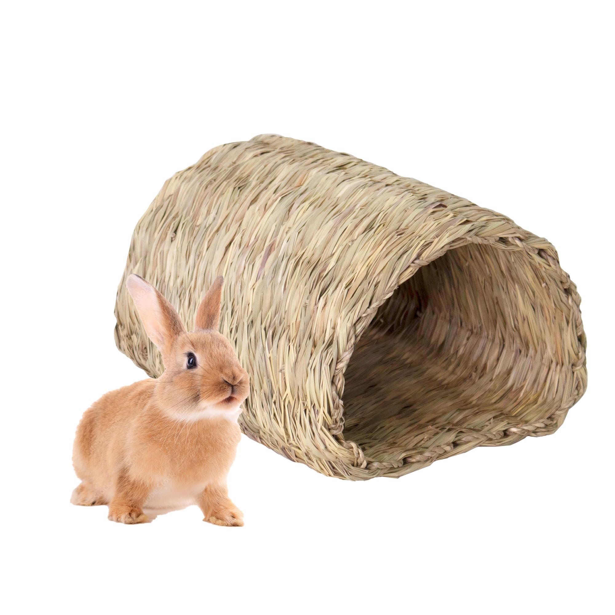 PEMAR Seagrass House Tunnel Hutch, dimensions around nine by eight inches for small pets.