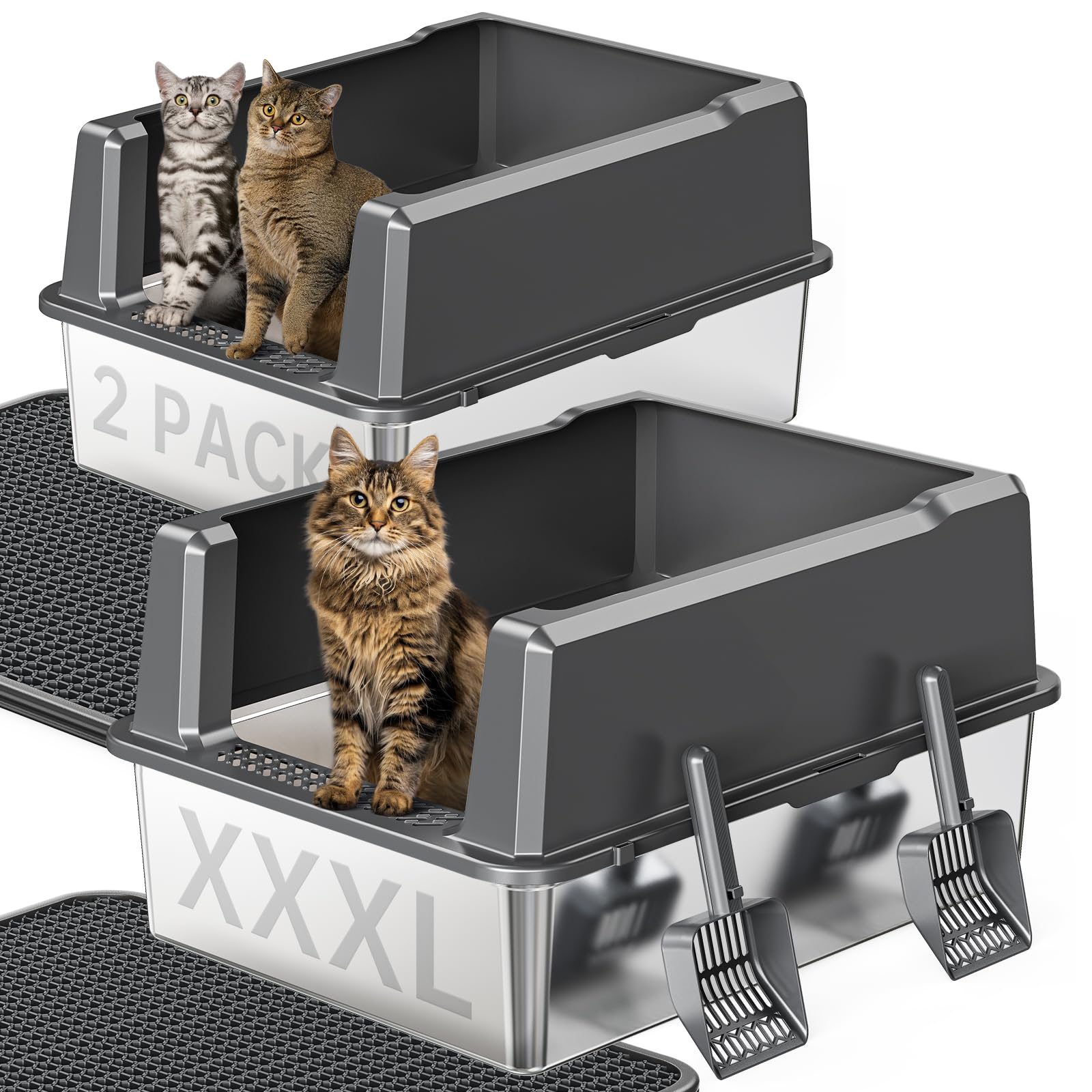 Pematar XL litter box with lid provides a roomy, odor-controlling space for big cats.