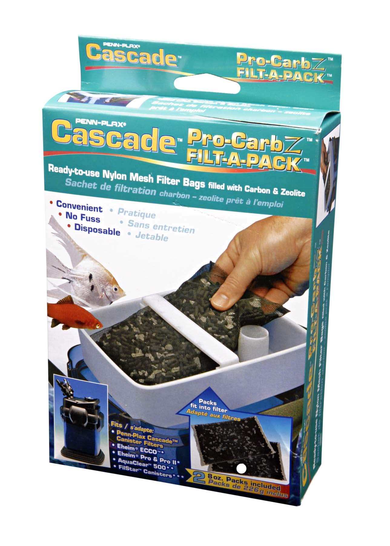 Penn-Plax carbon-zeolite media inside a filter tray reduces odors and discoloration
