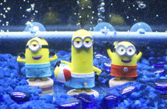 Penn-Plax Stuart Minions ornament in tank—compact decor sparks smiles