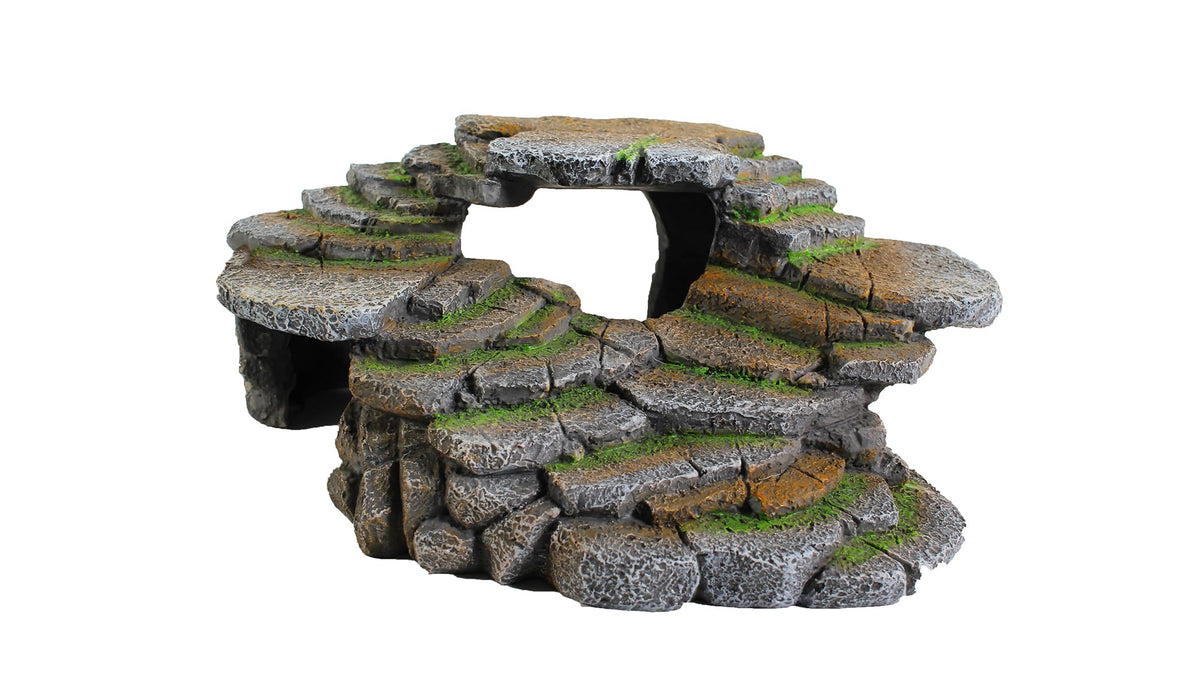 Penn-Plax Reptology Shale Scape rugged step ledge and cave hideout for climbing and basking.