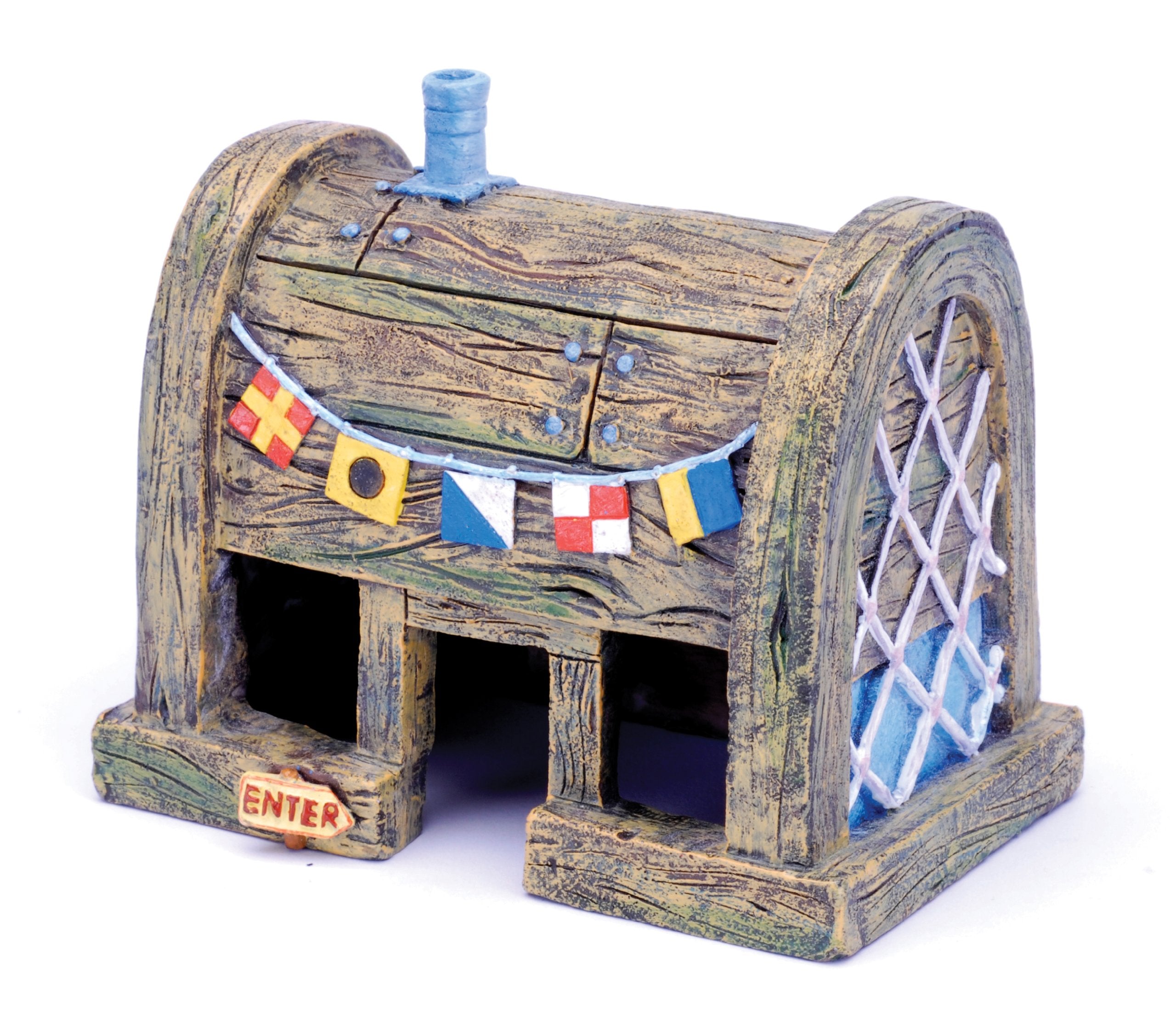 Penn-Plax Squidward Easter Island Home detail close-up for beginner-friendly tank decor.